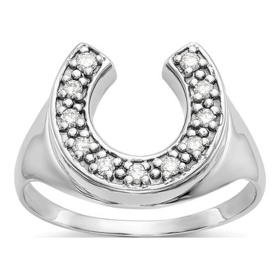 Men's 14K White Gold 1/5 ct tw Diamond Horseshoe Ring
