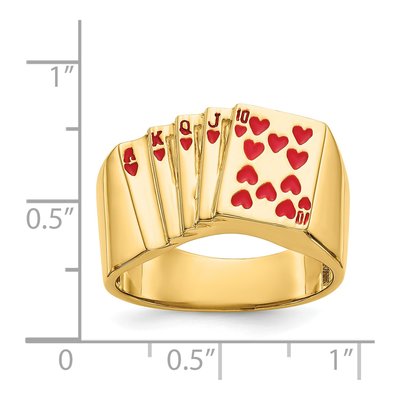 Men's 14K Yellow Gold Royal Flush Hearts Ring – view 4