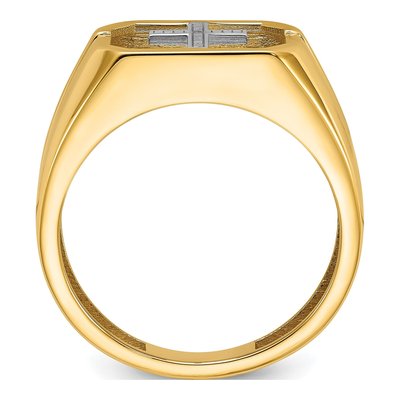 Men's 14K Yellow Gold Cross for Onyx Ring Mounting – view 3