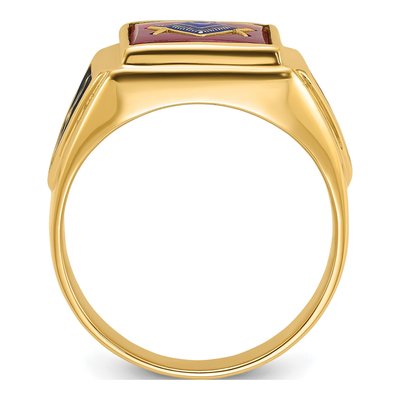 Men's 14K Yellow Gold Lab-Created Ruby Masonic Ring – view 3