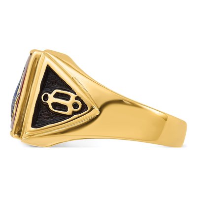Men's 14K Yellow Gold Lab-Created Ruby Masonic Ring – view 4