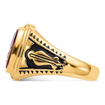 Men's 14K Yellow Gold Lab-Created Ruby Textured Ring – view 4
