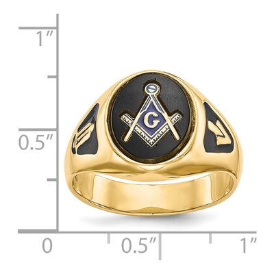 Men's 14K Yellow Gold Onyx Masonic Ring – view 6