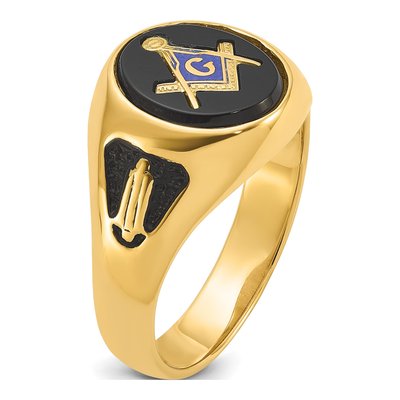 Men's 14K Yellow Gold Onyx Masonic Ring – view 8