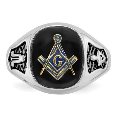 Men's 14K White Gold Onyx Masonic Ring Mounting – view 5