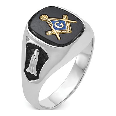 Men's 14K White Gold Onyx Masonic Ring Mounting – view 7