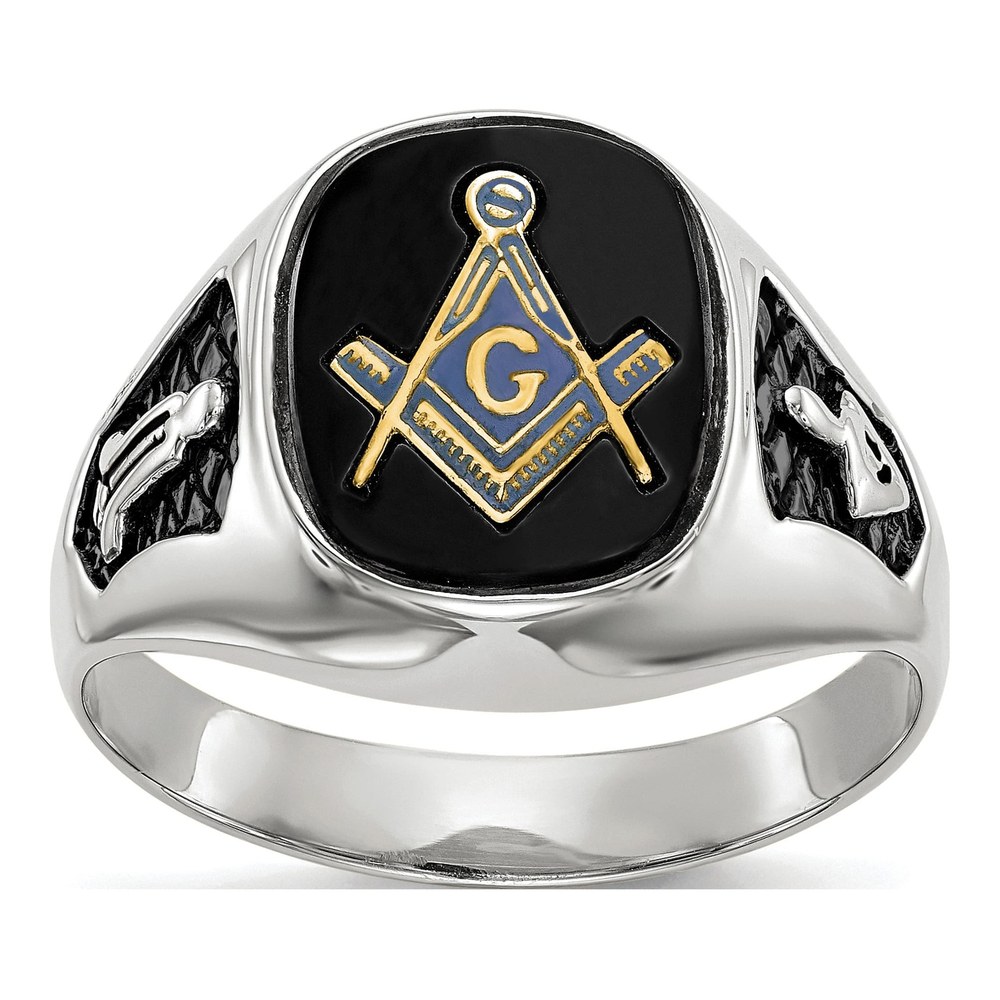 Men's 14K White Gold Onyx Masonic Ring Mounting