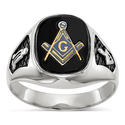 Men's 14K White Gold Onyx Masonic Ring Mounting