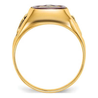 Men's 14K Yellow Gold Lab-Created Ruby Masonic Ring – view 3