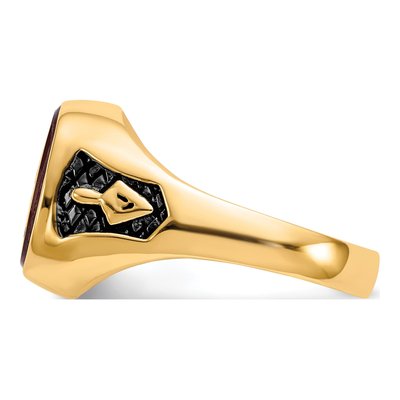 Men's 14K Yellow Gold Lab-Created Ruby Masonic Ring – view 4