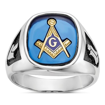 Men's 14K White Gold Masonic Ring