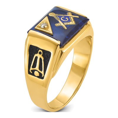 Men's 14K Yellow Gold Diamond Masonic Ring – view 7