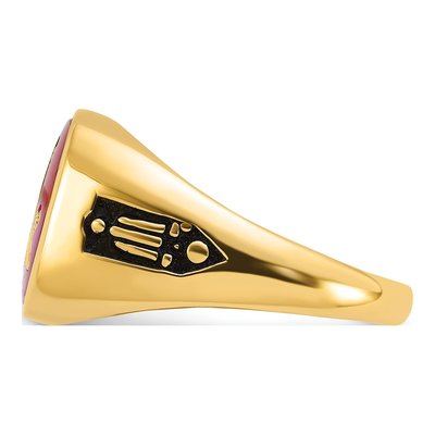 Men's 14K Yellow Gold Lab-Created Ruby Masonic Ring – view 4