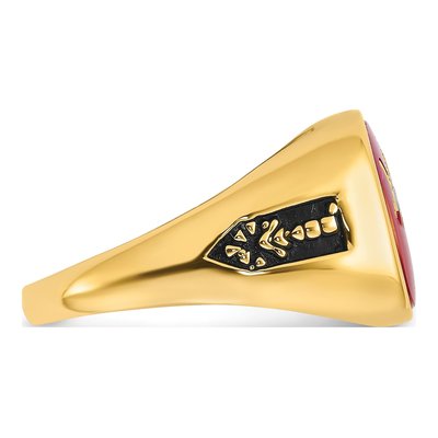 Men's 14K Yellow Gold Lab-Created Ruby Masonic Ring – view 8