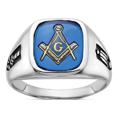 Men's 14K White Gold Masonic Ring