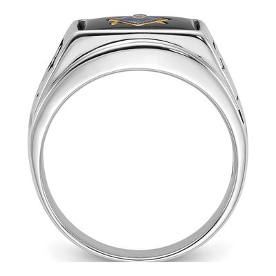 Men's 14K White Gold Onyx Masonic Ring – view 3