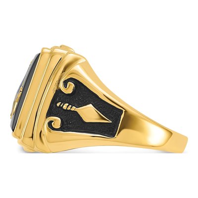 Men's 14K Yellow Gold Onyx Masonic Ring – view 3