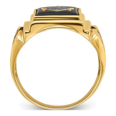 Men's 14K Yellow Gold Onyx Masonic Ring – view 4
