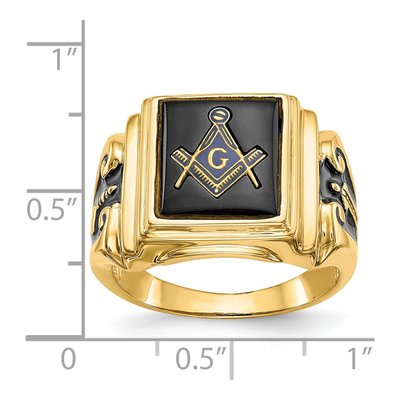 Men's 14K Yellow Gold Onyx Masonic Ring – view 7