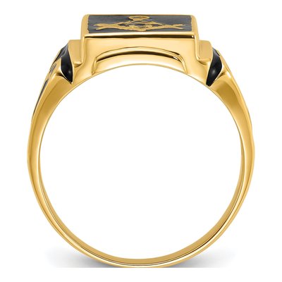 Men's 14K Yellow Gold Black Enamel Masonic Ring – view 3