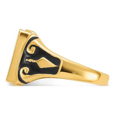 Men's 14K Yellow Gold Black Enamel Masonic Ring – view 4