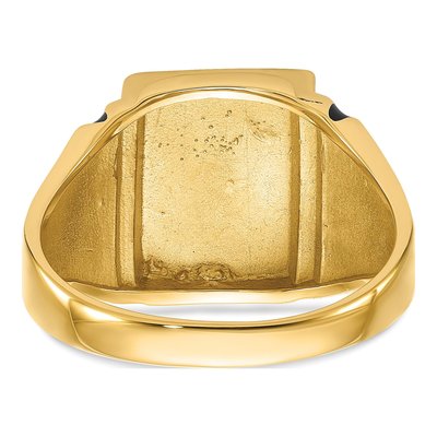 Men's 14K Yellow Gold Black Enamel Masonic Ring – view 7