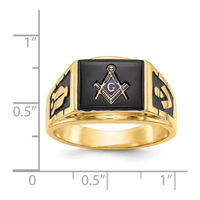 Men's 14K Yellow Gold Onyx Masonic Ring – view 6