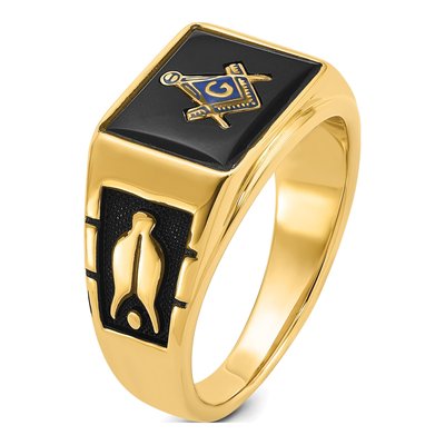 Men's 14K Yellow Gold Onyx Masonic Ring – view 8