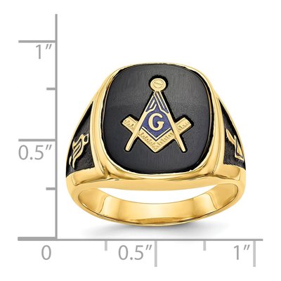 Men's 14K Yellow Gold Onyx Masonic Ring – view 6
