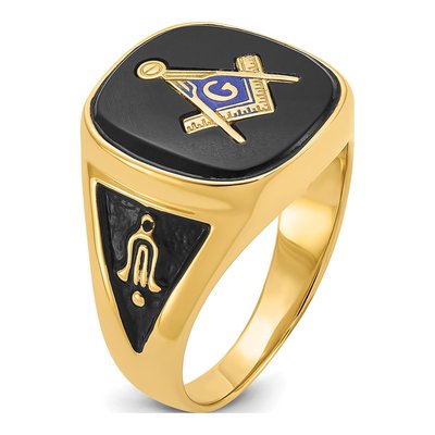 Men's 14K Yellow Gold Onyx Masonic Ring – view 8