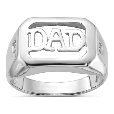 Men's 14K White Gold Holds Rectangle Onyx Diamonds DAD Ring Mounting