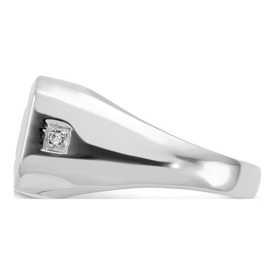 Men's 14K White Gold Onyx & Diamond Dad Ring – view 3