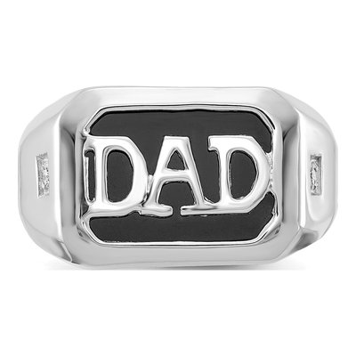 Men's 14K White Gold Onyx & Diamond Dad Ring – view 4