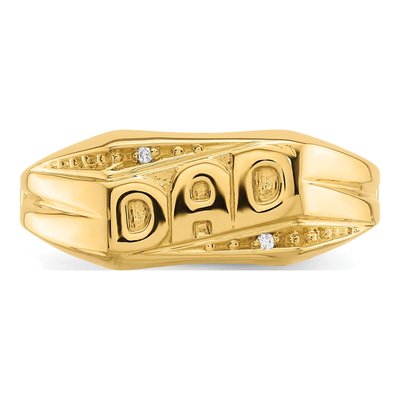 Men's 14K Yellow Gold Diamond DAD Ring – view 5
