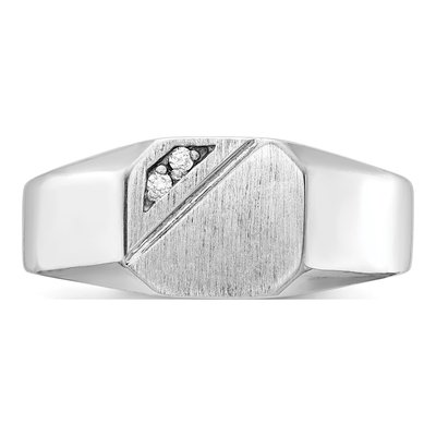 Men's 14K White Gold Diamond Octagon Signet Ring – view 4