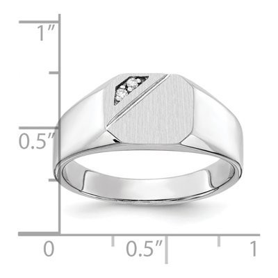Men's 14K White Gold Diamond Octagon Signet Ring – view 5