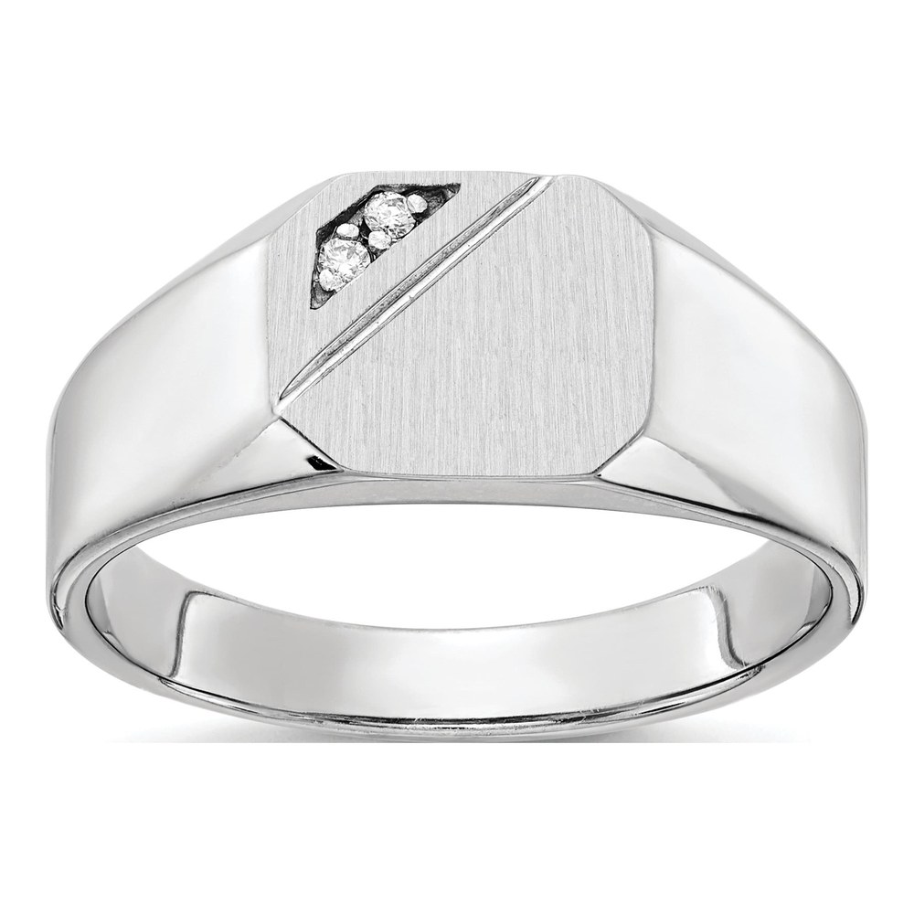 Men's 14K White Gold Diamond Octagon Signet Ring
