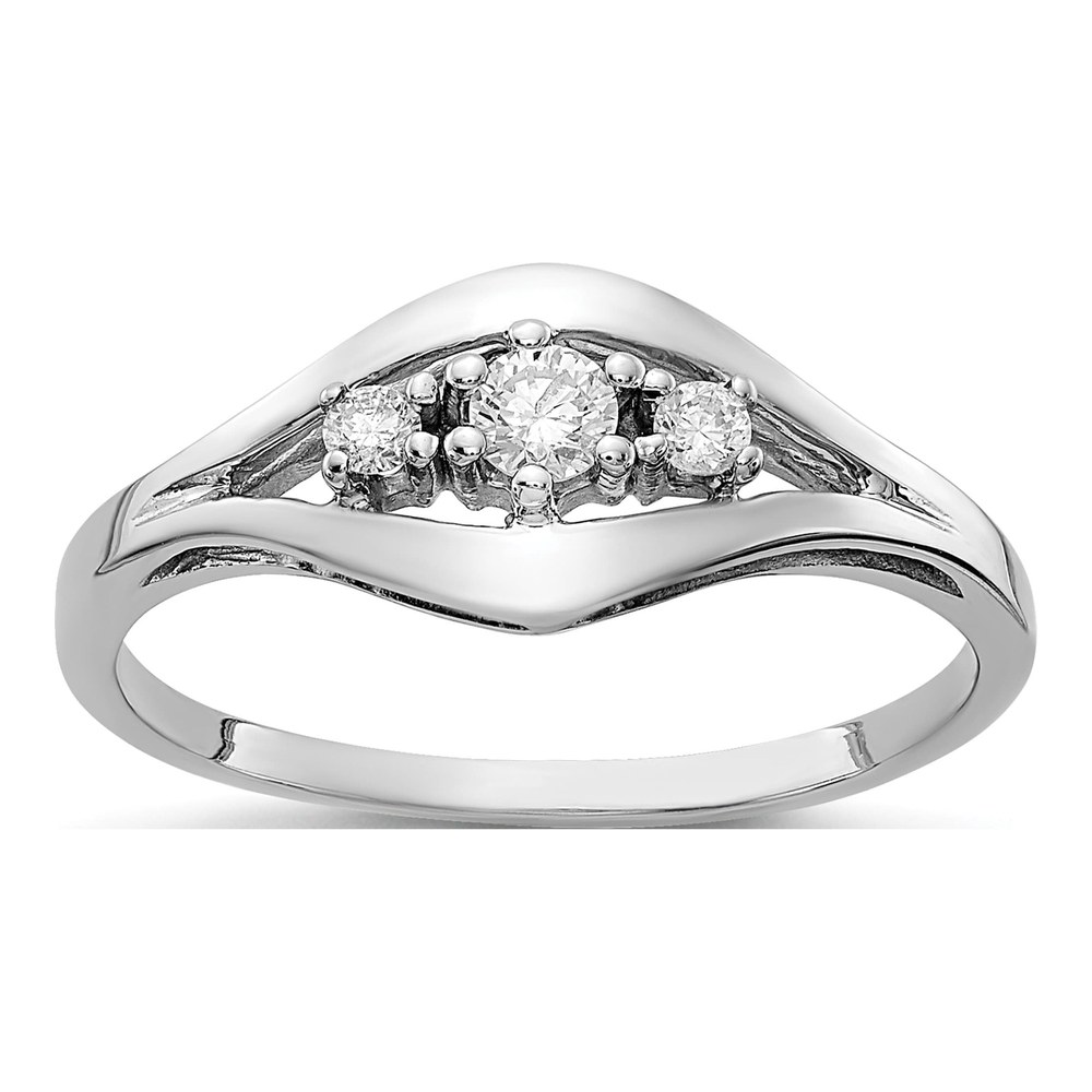 14K White Gold 1/8 ct tw Diamond 3-Stone Ring
