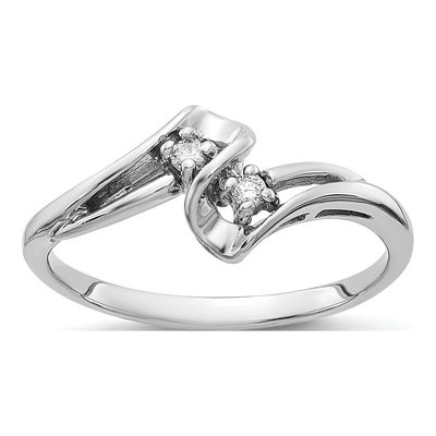 14K White Gold 1/20 ct tw Diamond 2-Stone Bypass Ring
