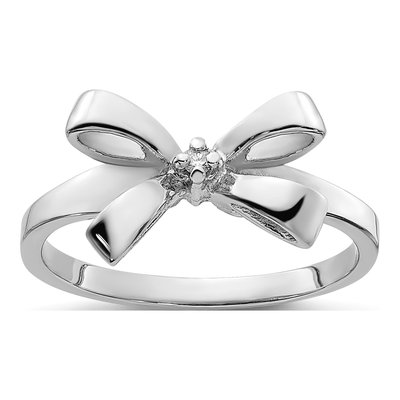 14K White Gold Diamond Bow Ring Mounting