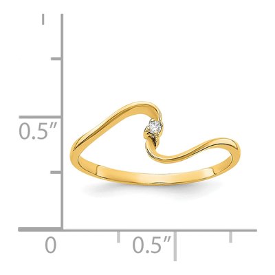 14K Yellow Gold Diamond Curved Ring – view 2