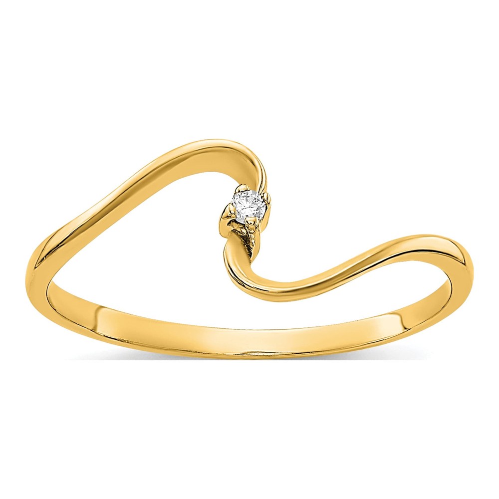 14K Yellow Gold Diamond Curved Ring