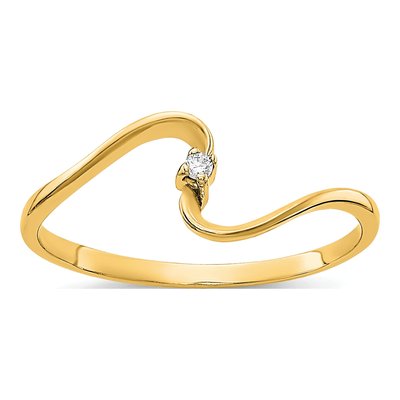 14K Yellow Gold Diamond Curved Ring