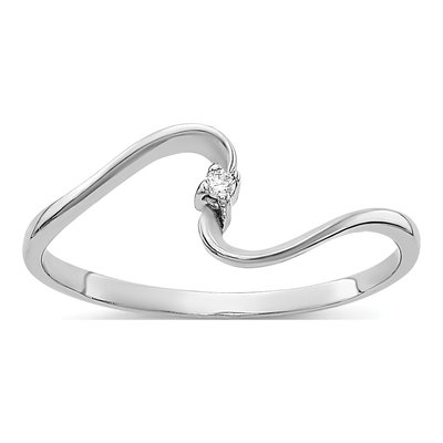 14K White Gold Diamond Curved Ring