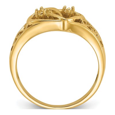 14K Yellow Gold Heart Diamond Ring Mounting – view 2