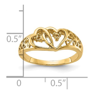 14K Yellow Gold Heart Diamond Ring Mounting – view 3