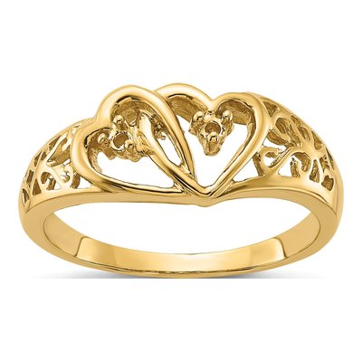 14K Yellow Gold Heart Diamond Ring Mounting