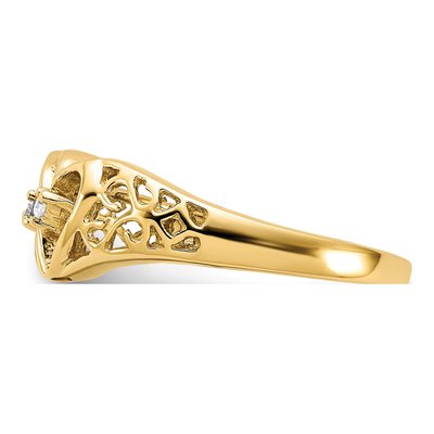 14K Yellow Gold 1/20 ct tw Diamond Two Hearts Ring – view 3