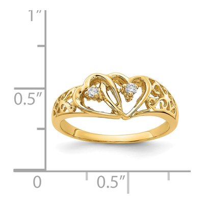 14K Yellow Gold 1/20 ct tw Diamond Two Hearts Ring – view 4