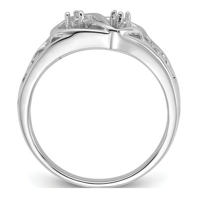 14K White Gold Diamond Heart Ring Mounting – view 2